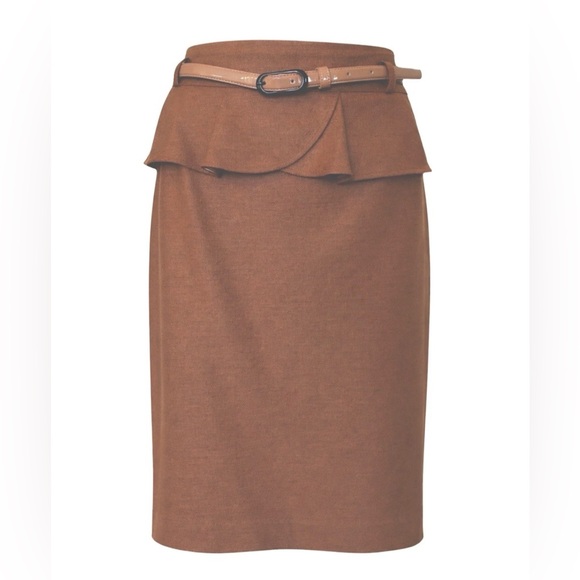 Naracamicie Dresses & Skirts - Naracamicie-90's/Y2K Vintage, Camel, Ruffle Waist, Wool, Pencil Skirt.‎ Size-3